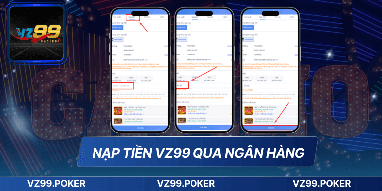 Nạp tiền VZ99 qua ngân hàng